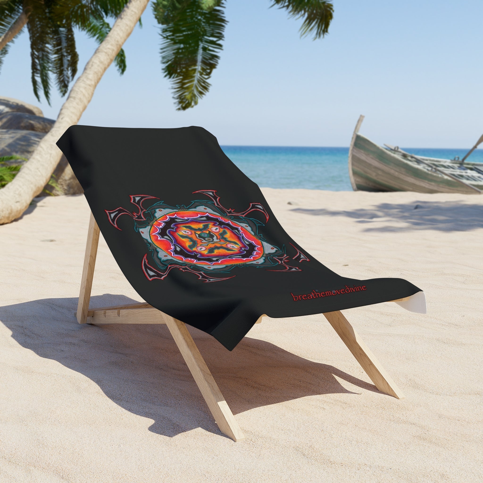 Scry by breathemovedivine Beach Towel in Black - for the Discerning Goth