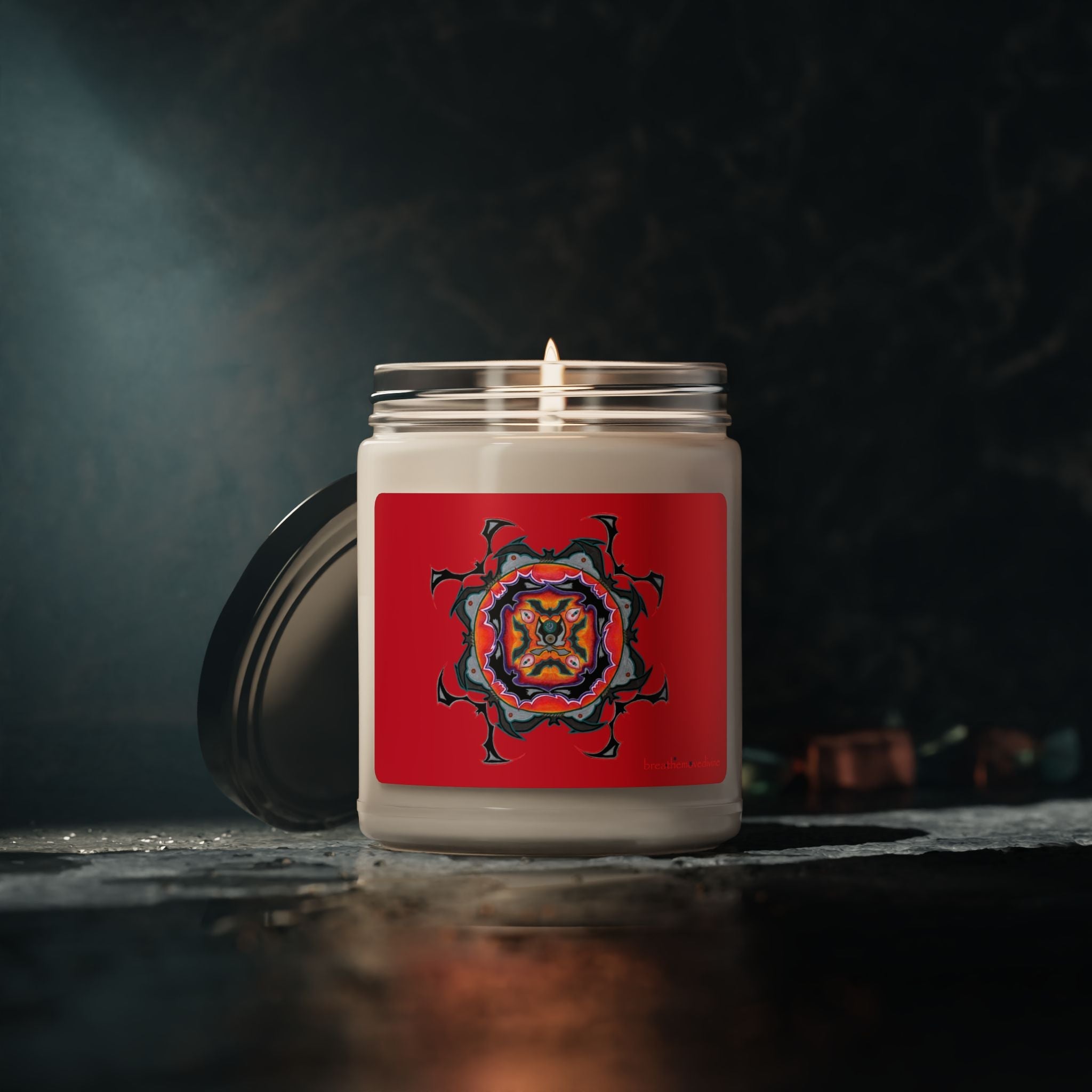 Scry by breathemovedivine Vibrant Mandala Soy Candle – 9oz Aromatic Haven for Relaxation - Essentials, Candles