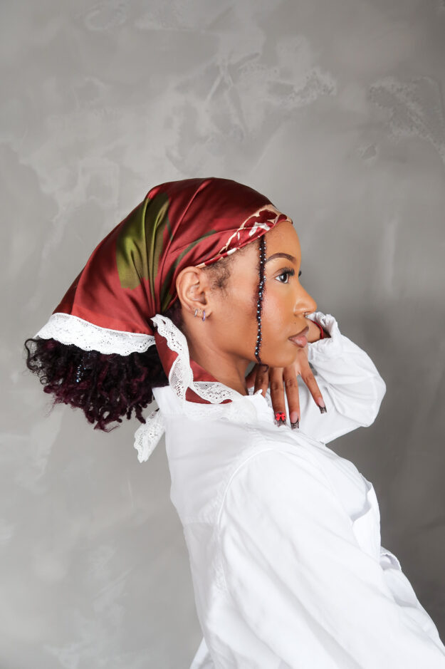 Silk Scarf Flore in Pomegranate