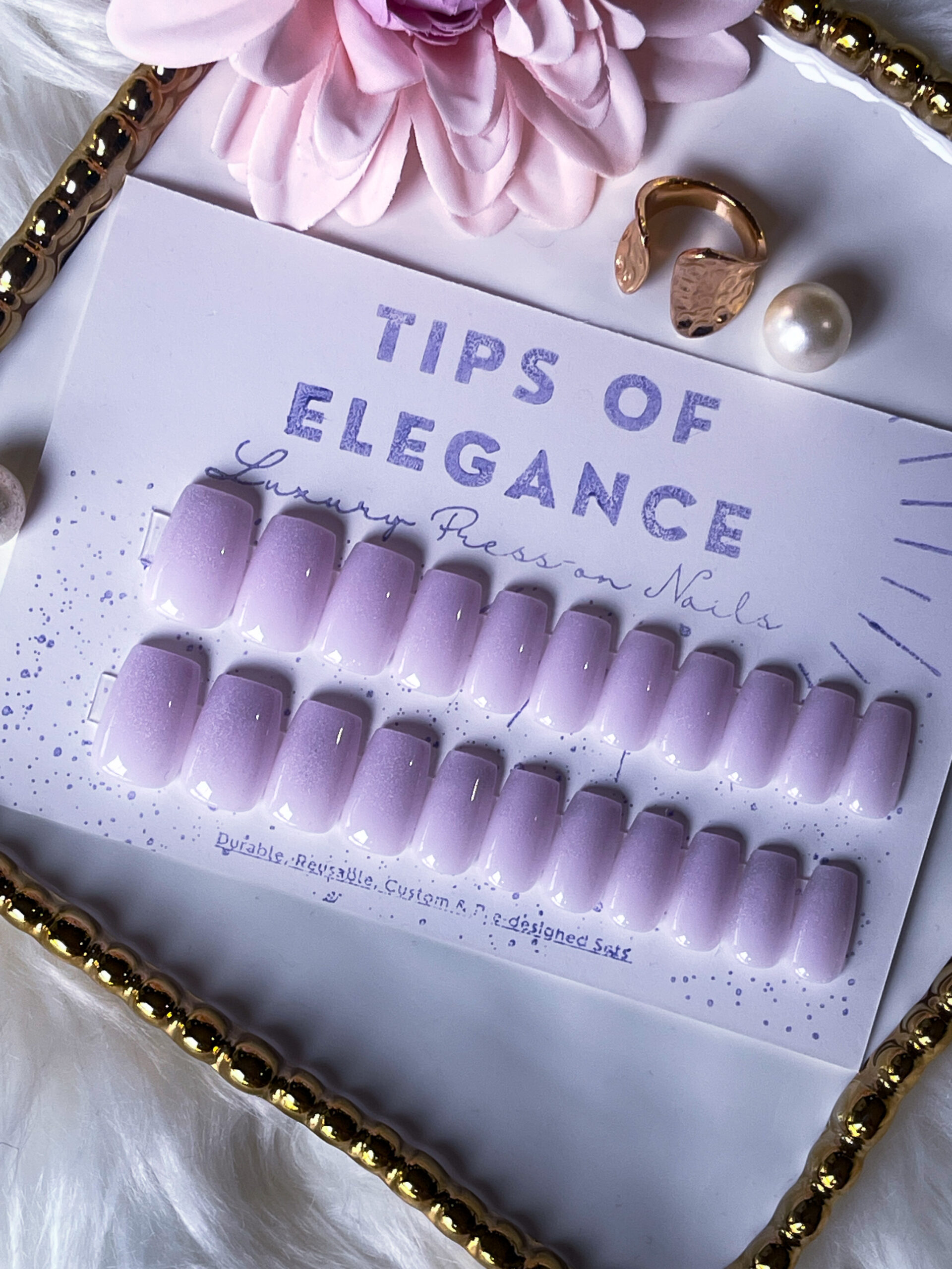 Lavender Sparkle Veil| Ready to Ship Press on Nails | 32 piece set