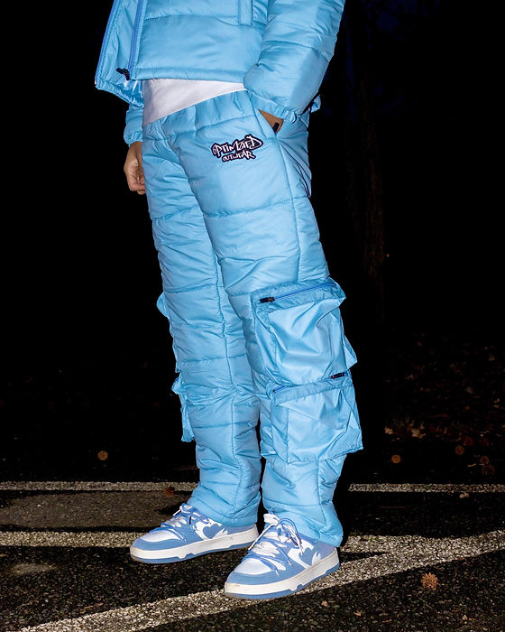 Cargo Puffer Pants Icy Blue