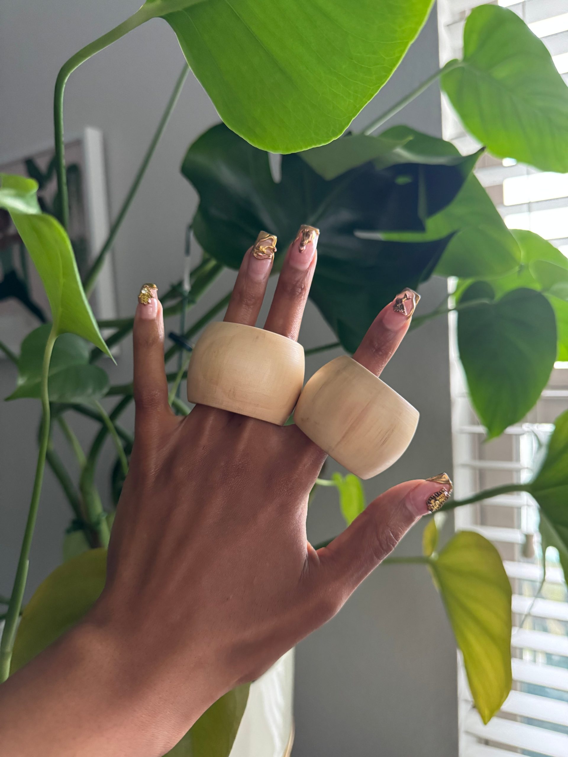 Soft Sand Wooden Loc Rings
