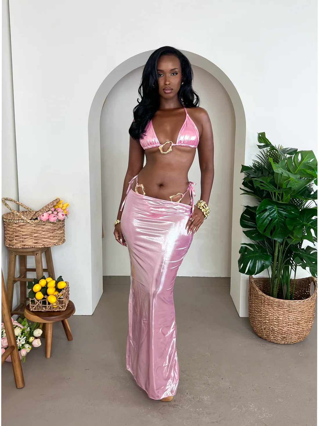 Olivia Metallic Swimsuit – Pink- Preorder - Fashion, Clothes, Swimwear / Bathing Suits - Featured Fashion