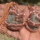 Copper Wrapped Pyrite Pendant/ Copper Ball Chain