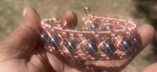 Copper Wrapped Hematite Bracelet/ Adjustable