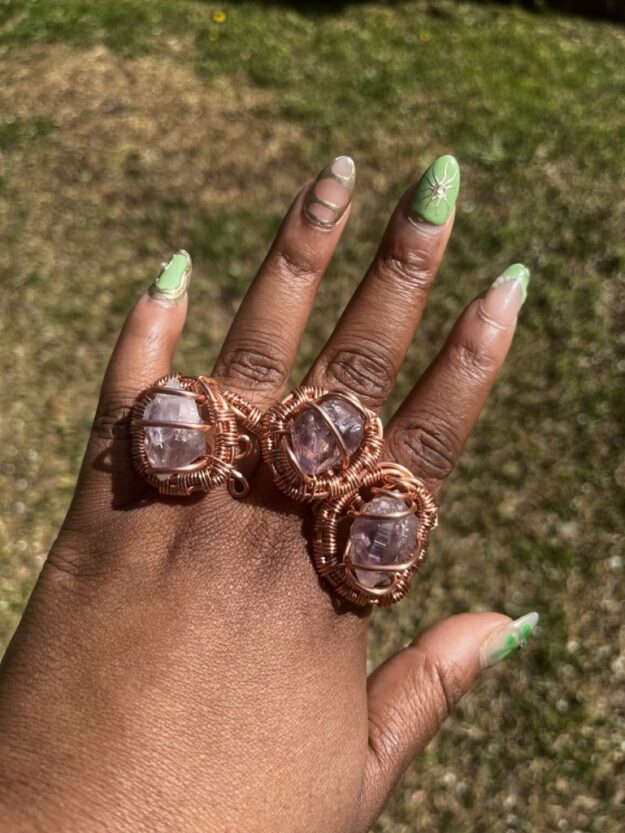 Copper Wrapped Amethyst Ring/ Adjustable