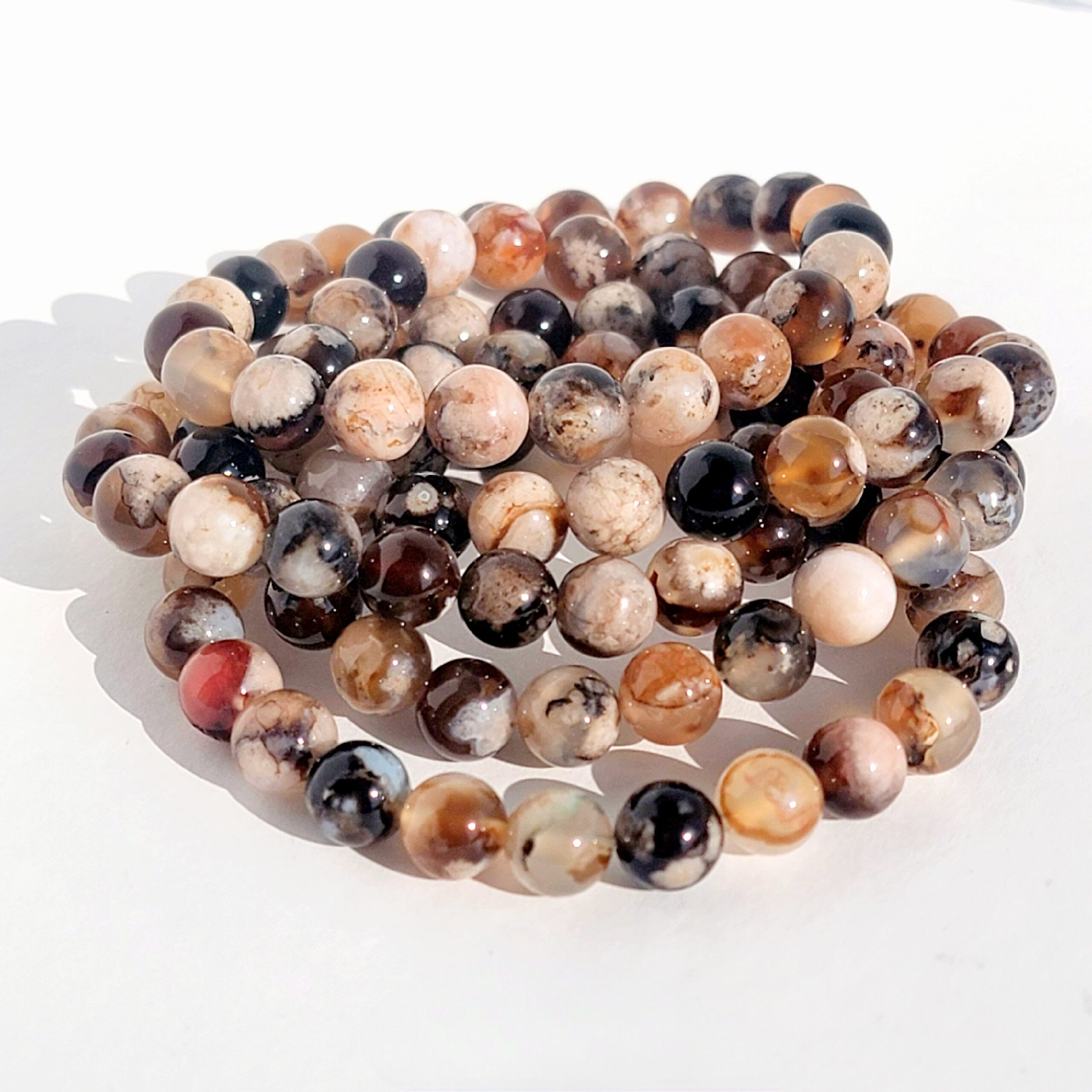 Black Flower Agate Bracelet: Growth & Resilience