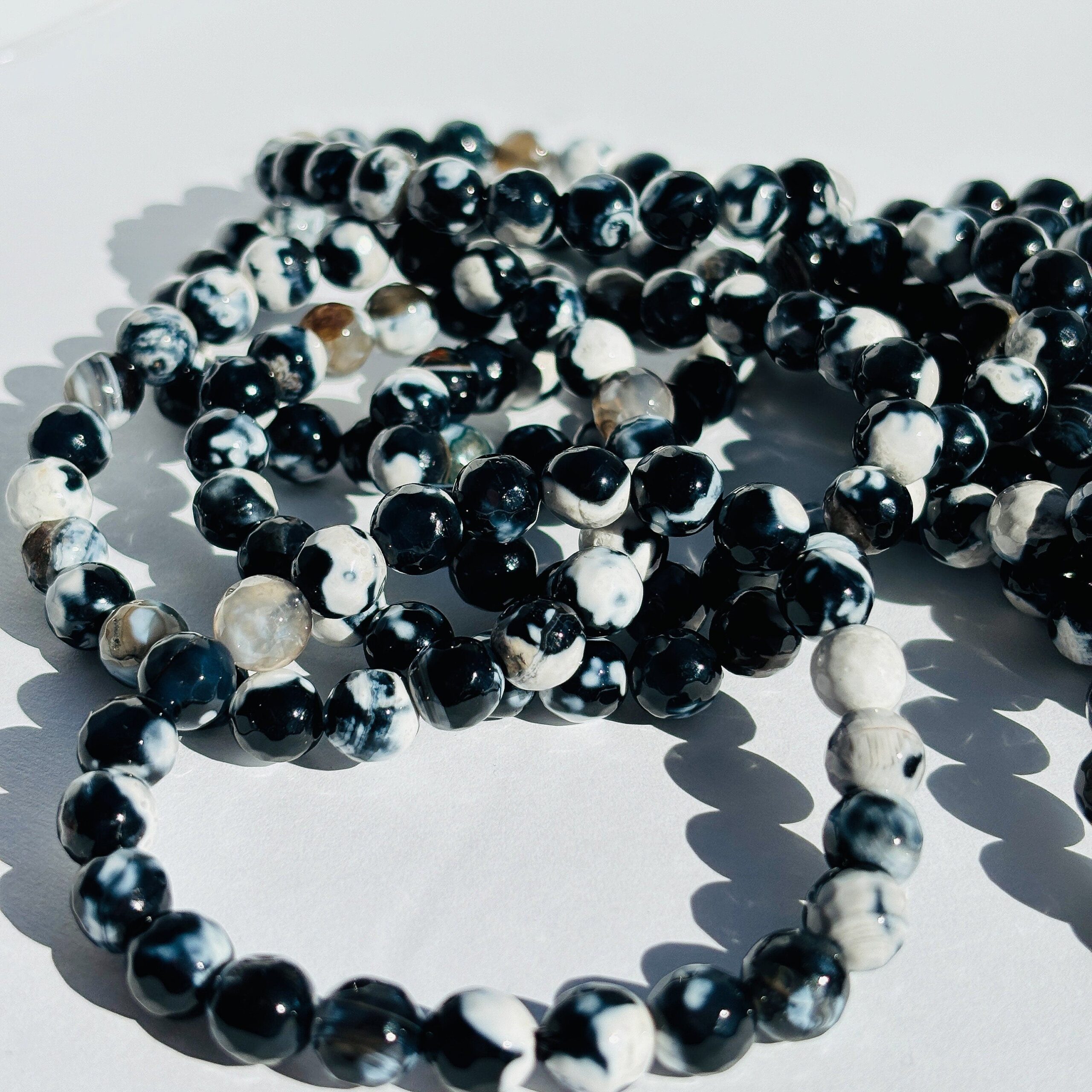 Orca Agate Faceted Bracelet: Emotional Release & Grounding
