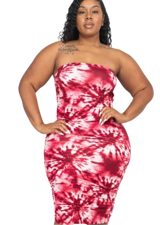 Burgundy Tye Dye Dress