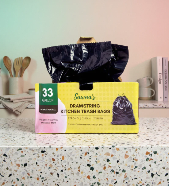 33 Gallon Tall Kitchen Drawstring Trashbag