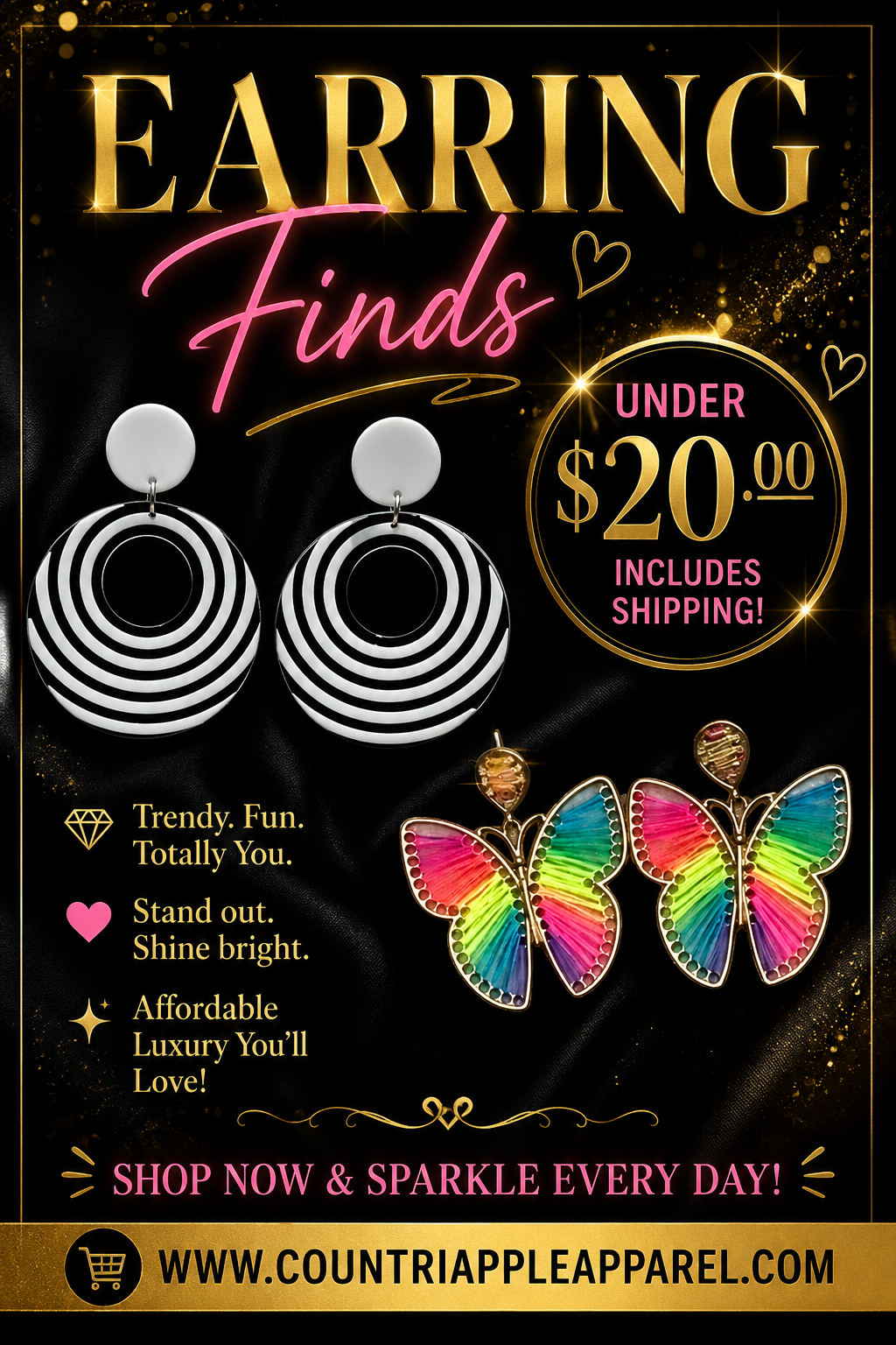 Check out our selection of fashion earrings under $20.00
