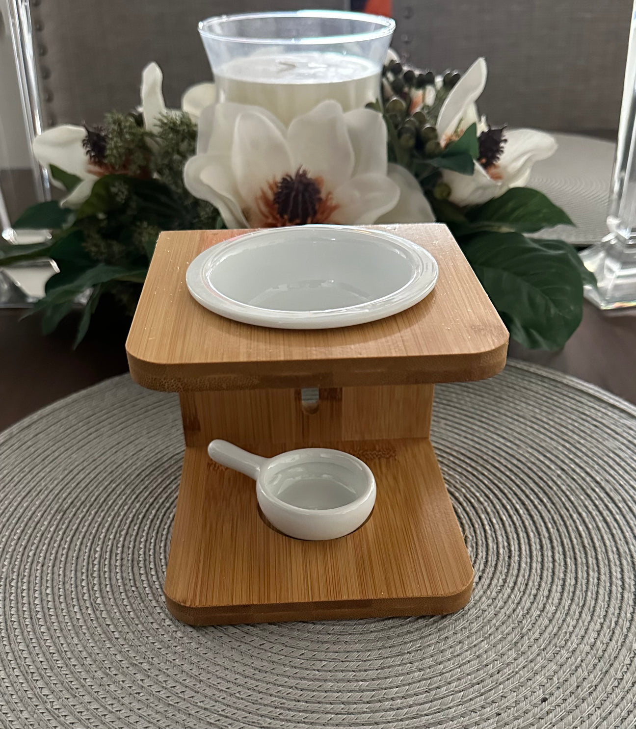 3-Piece Wood & Ceramic Oil Burner – Wax Melt, Essential Oil & Potpourri Warmer with Optional Tea Light Holder - (Uncategorized), Essentials, Candles - Black owned business, Candle Addict, Candle Business, Candle Community, Candle Lovers, clean burning candles, coconut soy candles, cozy home, Gift Ideas, hand poured candles, home decor, home fragrance, Luxury Candles, Luxury Home Fragrance, Relax And Unwind, Scented Candles, Self Care, small business, Soy Candles, Stay Lit Vibes