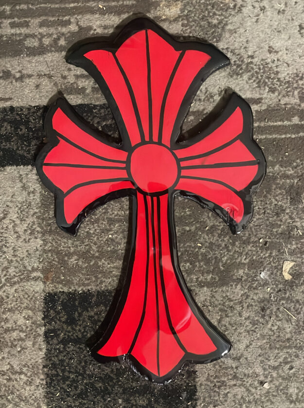 Red chrome heart wood cut out (12×14) - Art, Handmade Art, Prints / Wall Art - Woodcut out