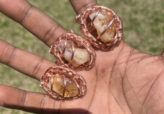 Copper Wrapped Citrine Ring/ Adjustable - Spiritual, Spiritual Jewelry - copper, handmade, jewelry