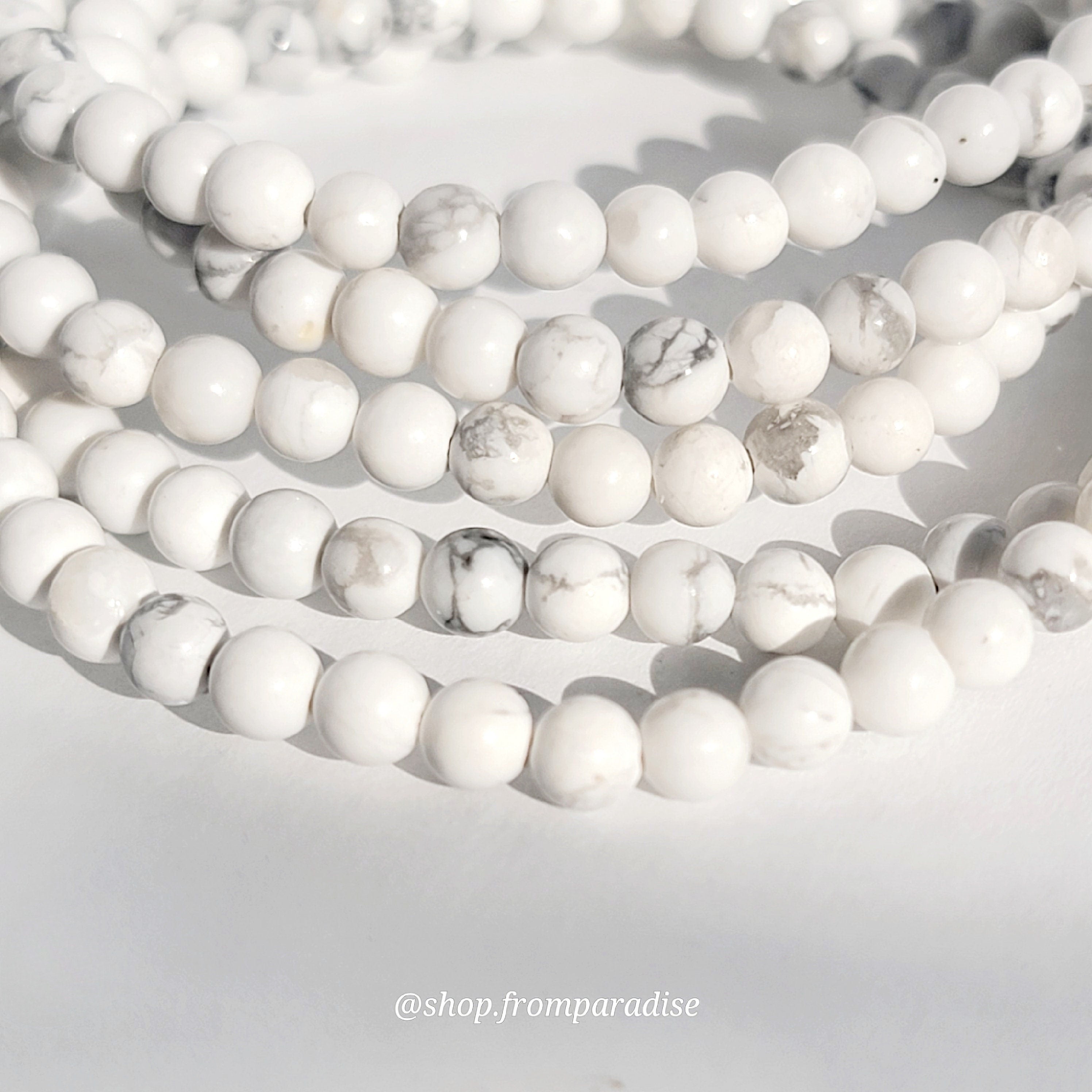 Howlite Bracelet: Calm & Patience - Accessories, Bracelets, Jewelry, Jewelry ( Handmade ), Bracelets (Handmade), Spiritual Jewelry - beaded bracelet, black, calm, crystal bracelets, gemstone jewelry, gray, patience stacking bracelet, white