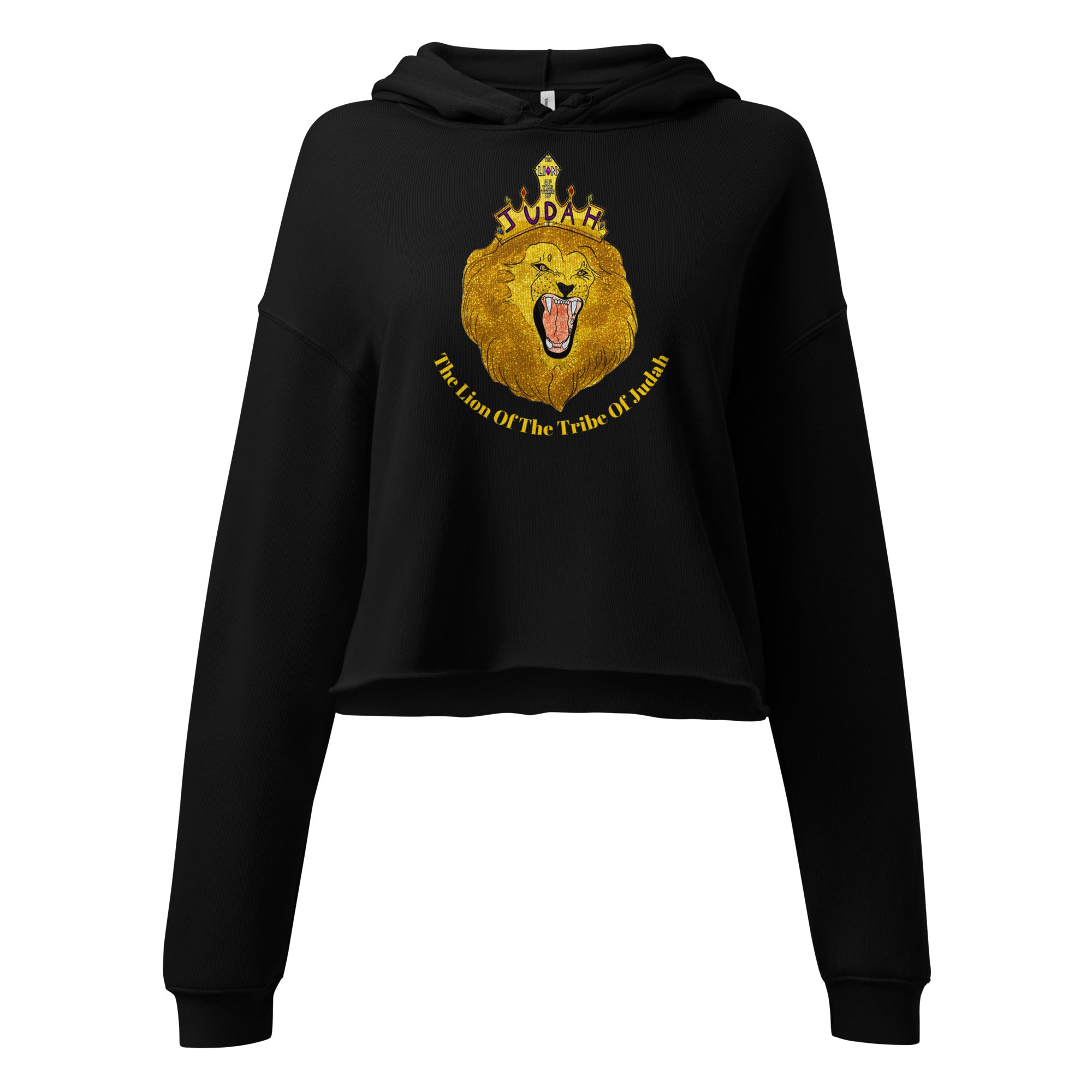 The Lion Of The Tribe Of Judah Crop Top Hoodie - Hoodies, Men’s Hoodies - black hoodie, clothing, hoodie, hoodies, Longsleeve