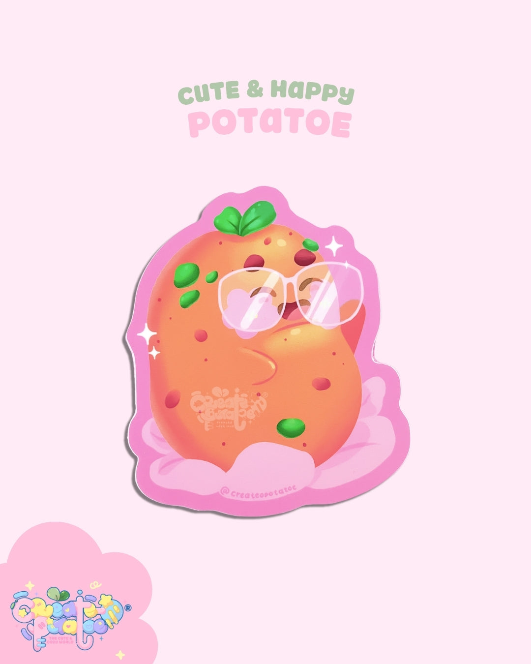 Happy Potatoe Matte Sticker | Die-Cut Vinyl Decal - Art, Stickers, (Uncategorized)