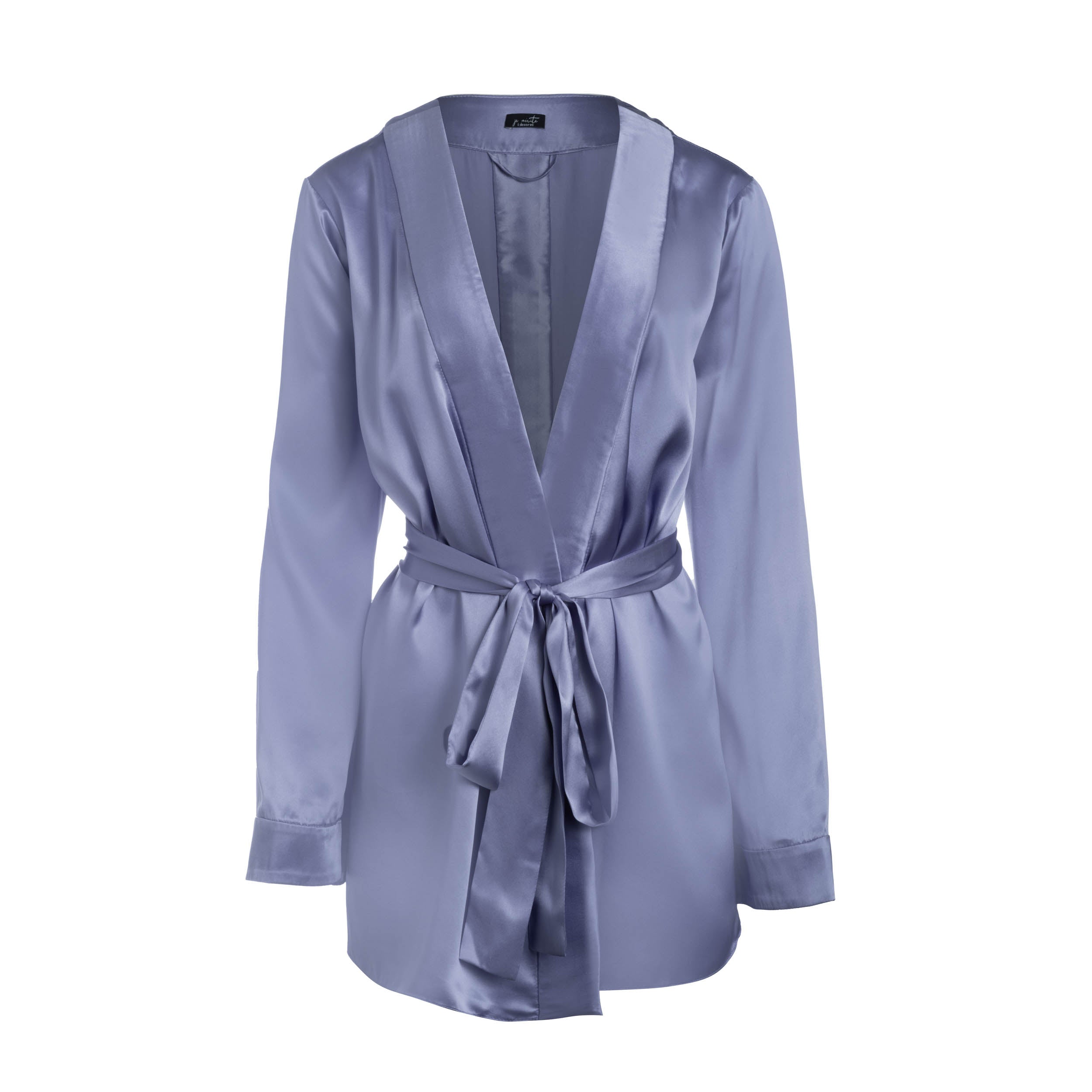 lola silk short robe in periwinkle blue - Lingerie, Fashion, Clothes - blue, charmeuse, loungewear, periwinkle, periwinkle blue, robe, short robe, short silk robe, silk, silk chartreuse, silk loungewear, silk robe