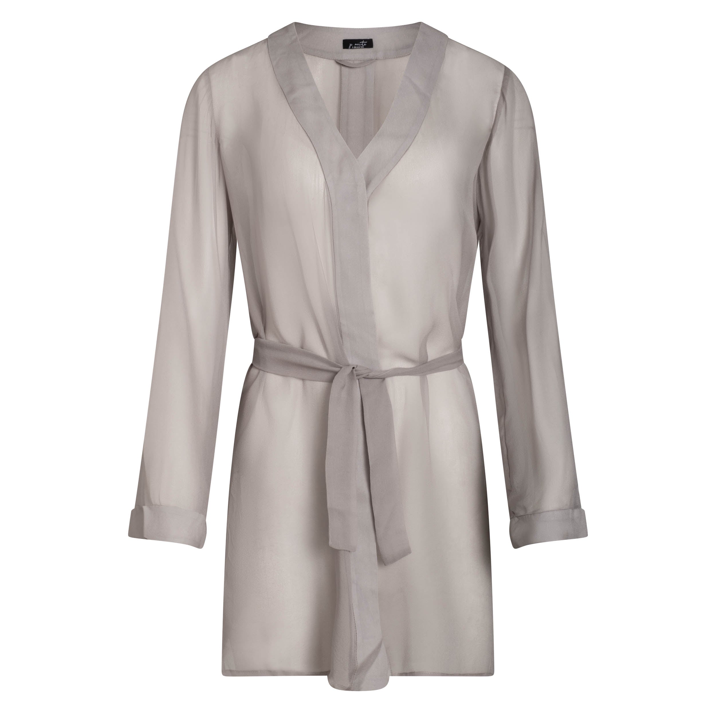 donna silk chiffon shirt dress in argento - Lingerie, Fashion, Clothes - argento, chiffon, chiffon robe, dress, duster, grey, loungewear, robe, shirt dress, shirtdress, silk, silk chiffon, silk loungewear, silk robe, silver