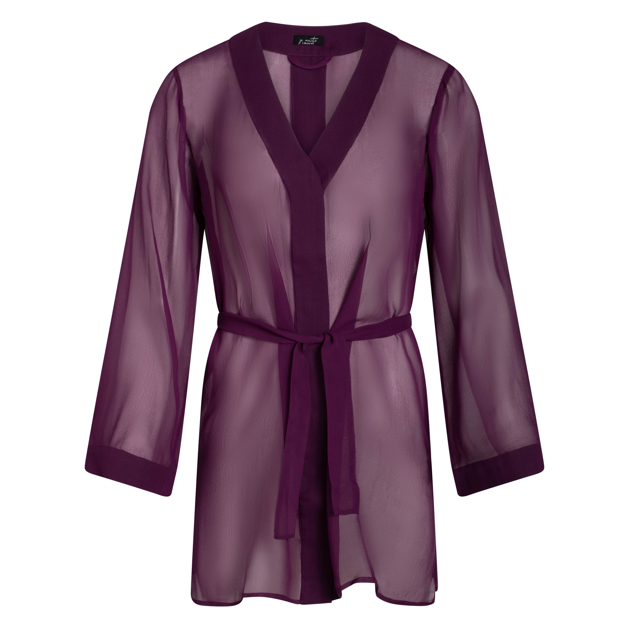 donna silk chiffon shirt dress in aubergine - Lingerie, Fashion, Clothes - aubergine, chiffon, chiffon robe, dress, duster, eggplant, loungewear, purple, robe, shirt dress, shirtdress, silk, silk chiffon, silk loungewear, silk robe