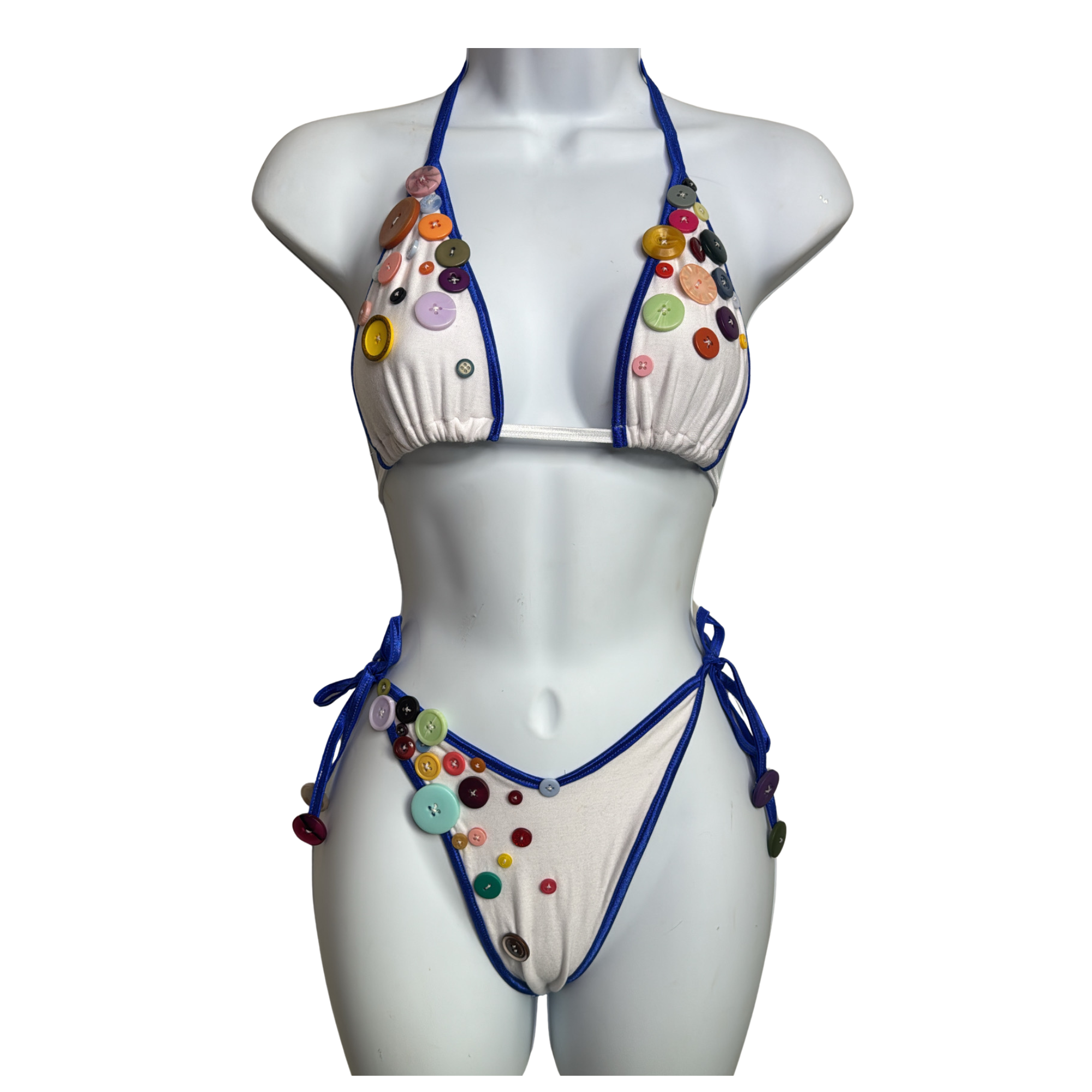 Pippa Button Triangle Bikini Set - Fashion, Clothes, Swimwear / Bathing Suits - custom, handmade, y2k