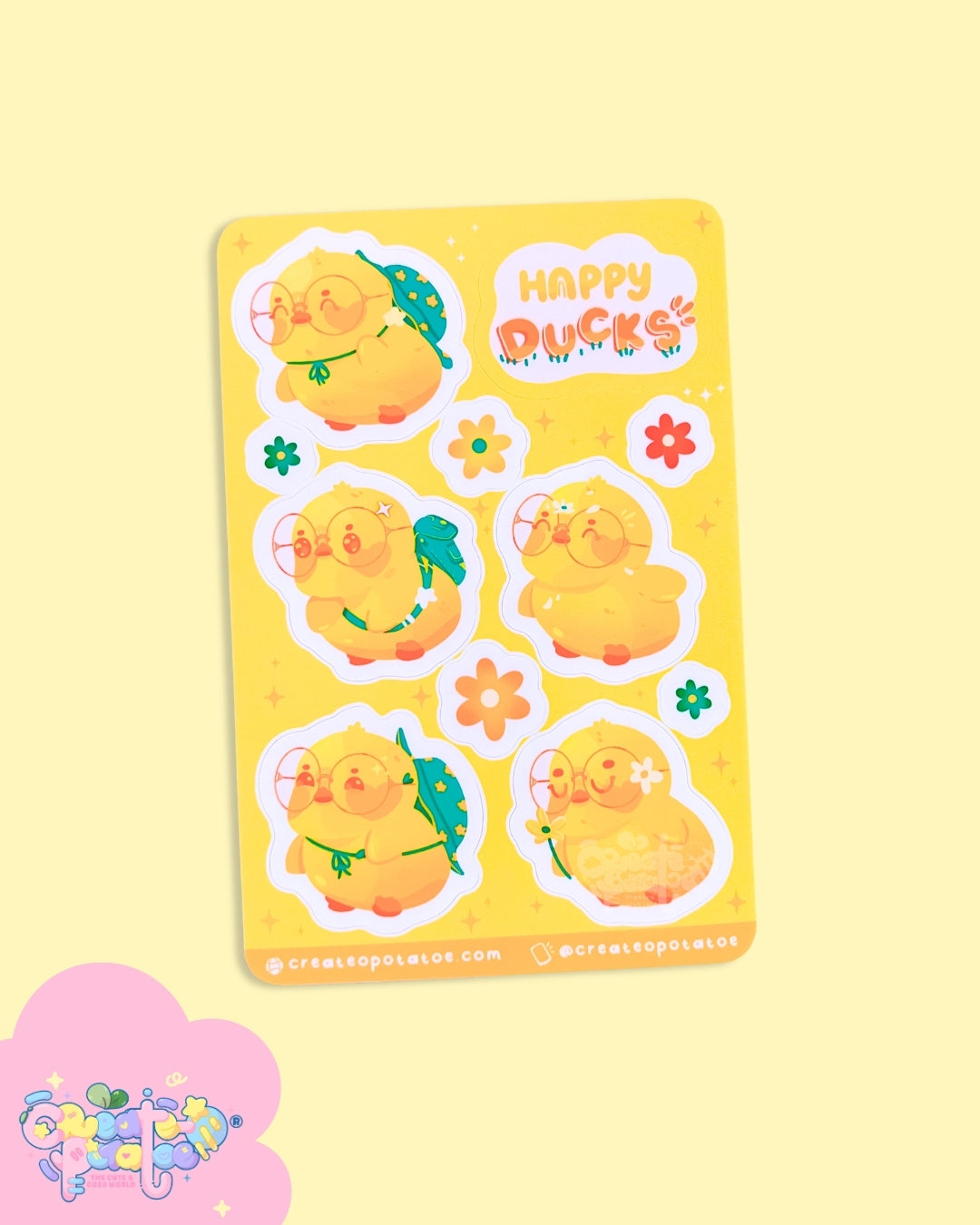 Happy Ducks Sticker Sheet | Kawaii Ducks Die-Cut Vinyl Decal - Art, Stickers, (Uncategorized)