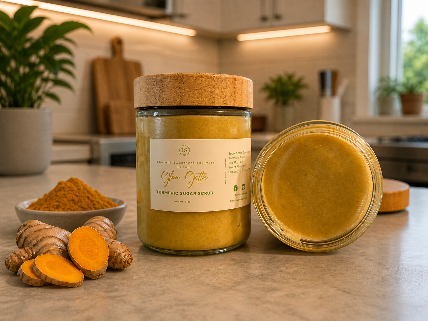 Glow Getta Turmeric Sugar Scrub – Brightening Exfoliating Scrub - Health, Scrubs - #turmeric, body scrub, sea moss