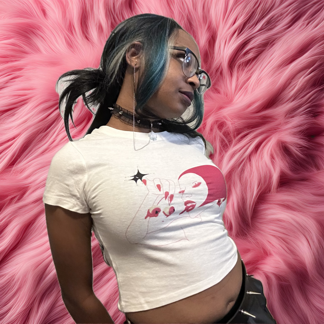 Cherry Eyes Baby Tee - Fashion, Clothes, Crop Tops - alt, alt darling, clothing, crop top, goth