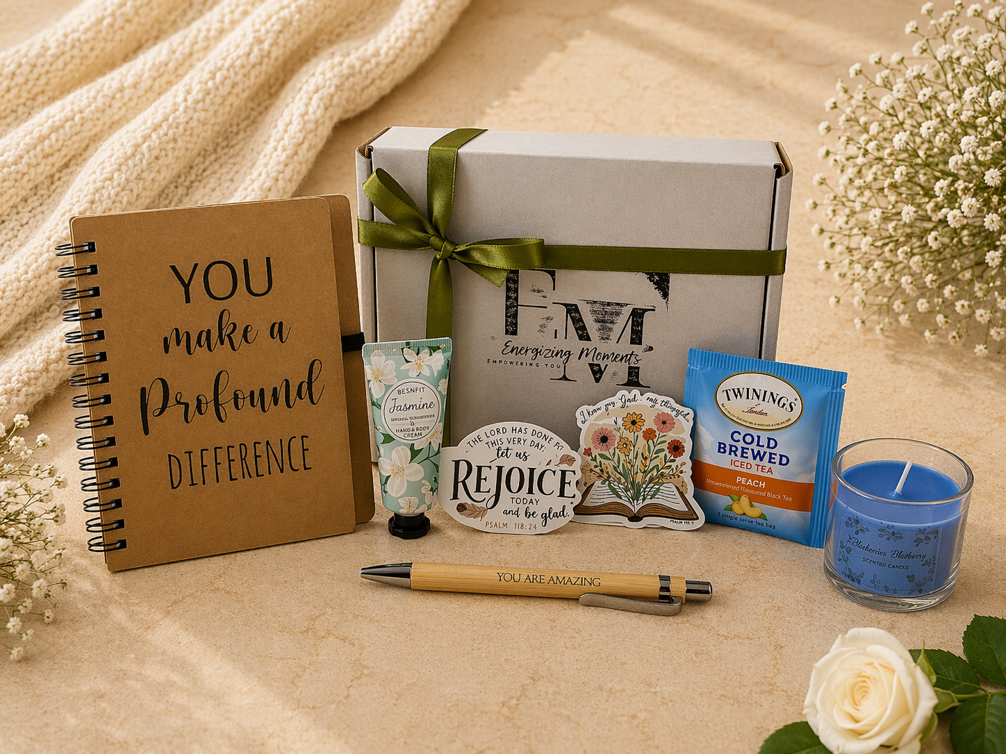 Faith & Peace Care Box - Care Boxes, Beauty, Mental Health, Wellness, Essentials - **Faith & Peace Care Box tags:** Faith and Peace, Black owned business, care package, Christian care box, Christian gift for women, Christian self care, comfort gift, encouragement gift, Energizing Moments, faith care box, faith gift, gift for her, peaceful gift, prayer gift, rest and reset, self care box, spiritual encouragement gift, thoughtful gift, wellness gift box