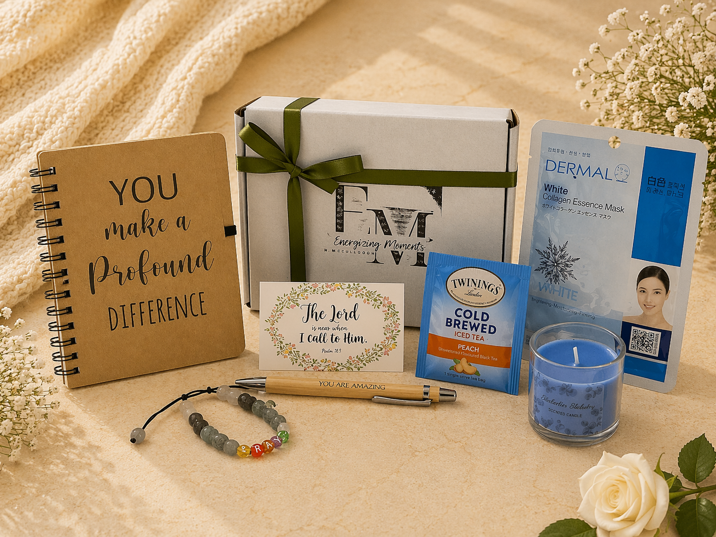 Grace & Growth Care Box - Care Boxes, Beauty, Mental Health, Wellness, Essentials - care package, Christian care box, Christian gift for women, Christian self care, comfort gift, encouragement gift, Energizing Moments, faith care box, faith gift, featured home essentials, gift for her, Grace and Growth, prayer gift, self care box, spiritual encouragement gift, thoughtful gift, wellness gift box