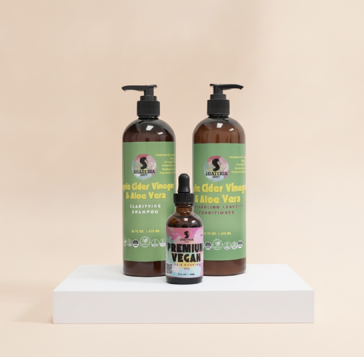 Apple Cider Vinegar & Aloe Vera Wash Day Box (Complete set: Shampoo, Conditioner, and Growth Oil) - Beauty, Hair, Hair products - @shateriabeauty, #hair #beauty #shampoo, #ShampooAndConditioner, 4C kinky, ACV hair rinse, all natural loc detox, curlyhair