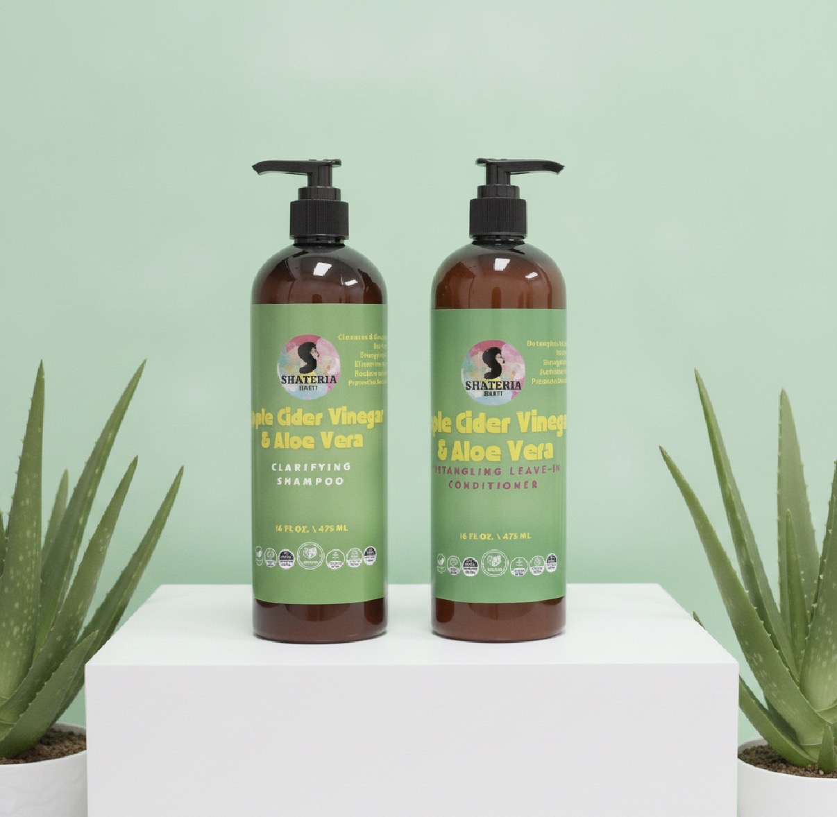 Apple Cider Vinegar & Aloe Vera Clarifying Shampoo & Detangling Leave-in Conditioner - Beauty, Hair, Hair Care, Hair Shampoo - @shateriabeauty, #detangle, #hair #beauty #shampoo, #ShampooAndConditioner, acv, Aloe Vera, curlyhair, leaveincondioner