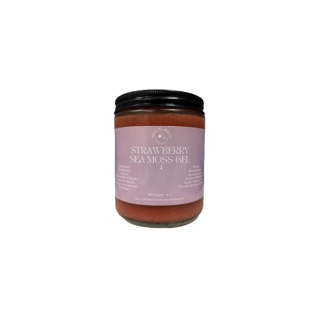 Strawberry Sea Moss Gel with Mushroom Blend - Vitamins Supplements - sea moss, sea moss gel, supplements, wellness