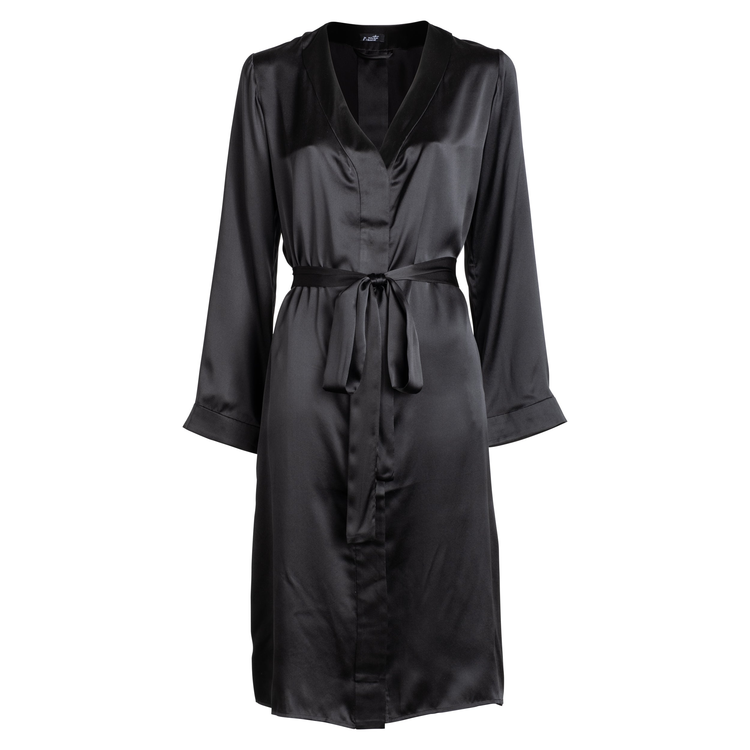 lola silk nightdress in noire - Lingerie, Fashion, Clothes - black, dress, duster, loungewear, nightdress, noire, robe, shirt dress, shirtdress, silk, silk charmeuse robe, silk chiffon, silk loungewear, silk robe