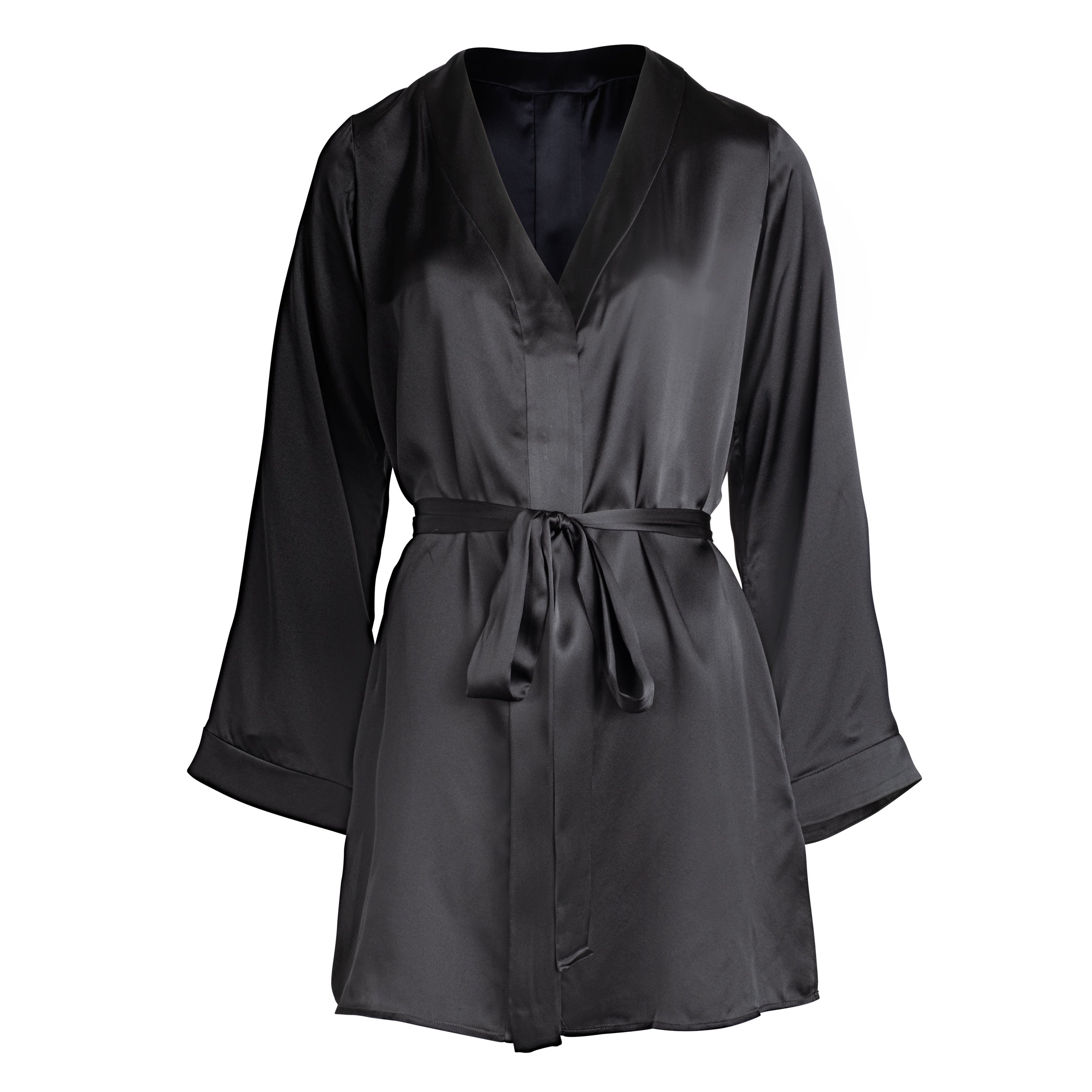 lola silk shirt dress in noire - Lingerie, Fashion, Clothes - black, dress, duster, loungewear, noire, robe, shirt dress, shirtdress, silk, silk charmeuse robe, silk chiffon, silk loungewear, silk robe