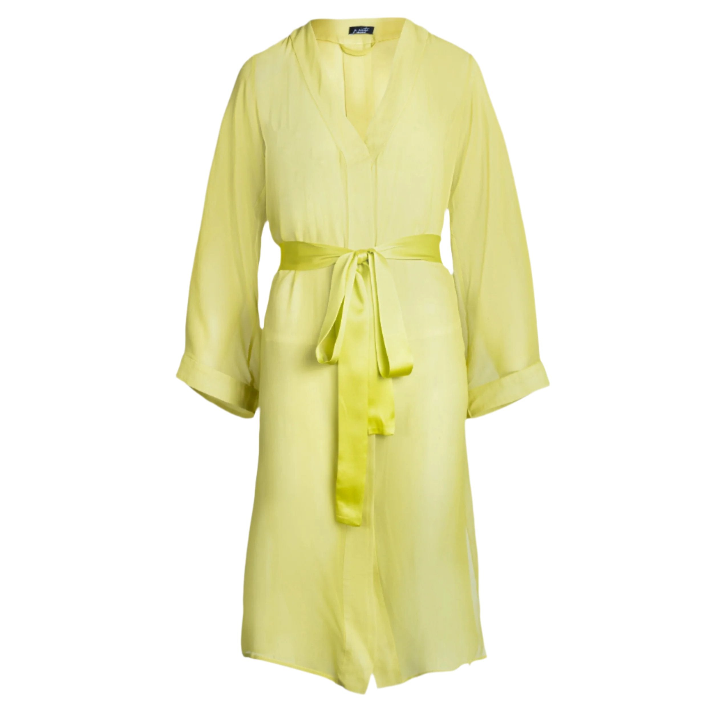 donna silk chiffon nightdress in chartreuse - Lingerie, Fashion, Clothes - chartreuse, chiffon, chiffon robe, dress, duster, green, loungewear, robe, shirtdress, silk, silk chiffon, silk loungewear, silk robe, yellow; nightdress