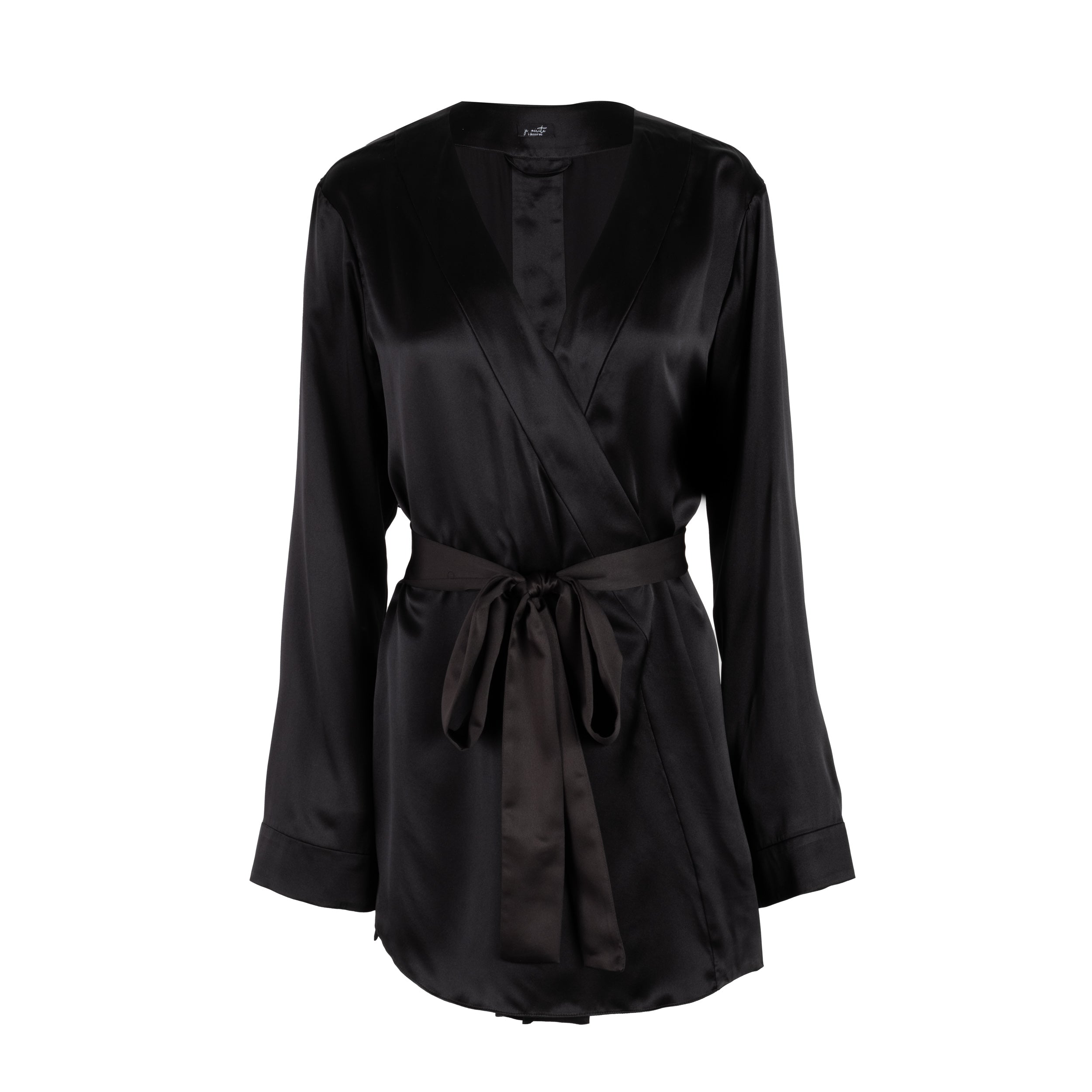 lola silk short robe in noire - Lingerie, Fashion, Clothes - black, charmeuse, loungewear, noire, robe, short robe, short silk robe, silk, silk chartreuse, silk loungewear, silk robe