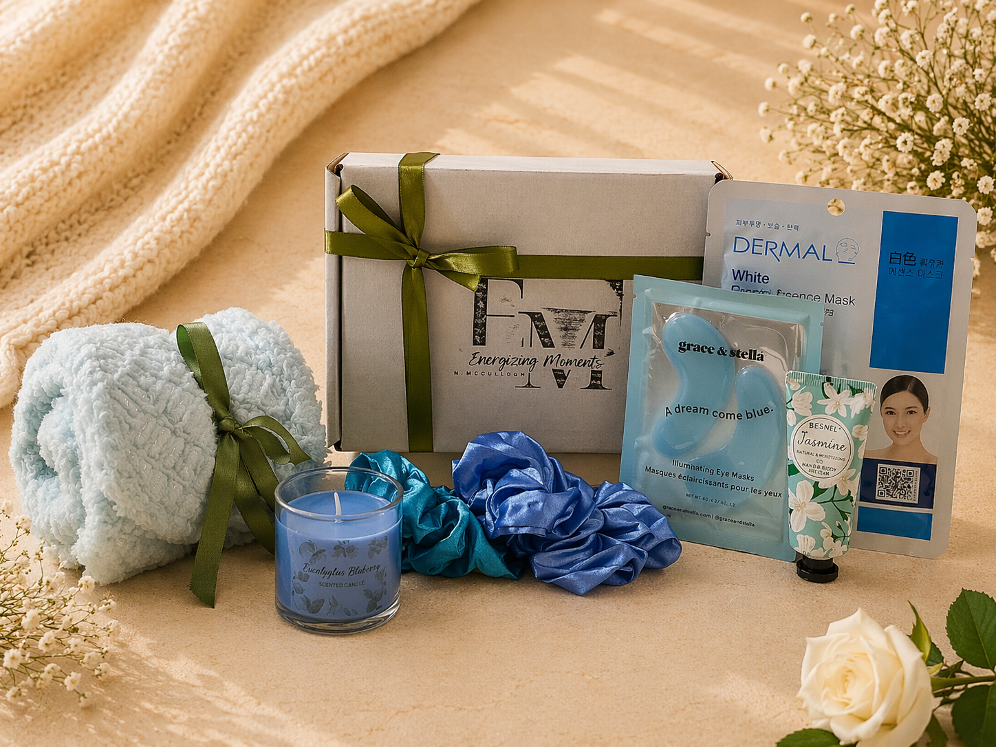 Night In Comfort Care Box - Care Boxes, Beauty, Health & Wellness, Wellness, Essentials - **Night In Comfort Care Box tags:** Night In Comfort, Black owned business, care package, comfort gift, cozy gift, encouragement gift, Energizing Moments, evening routine gift, gift box for women, gift for her, night care box, pamper gift, peaceful gift, relaxation gift, rest and reset, self care box, self care gift, stress relief gift, thoughtful gift, wellness gift box