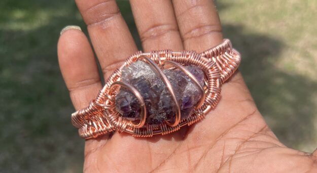 Copper Wrapped Amethyst Geode Bracelet/ Adjustable - Spiritual, Spiritual Jewelry - copper, handmade, jewelry