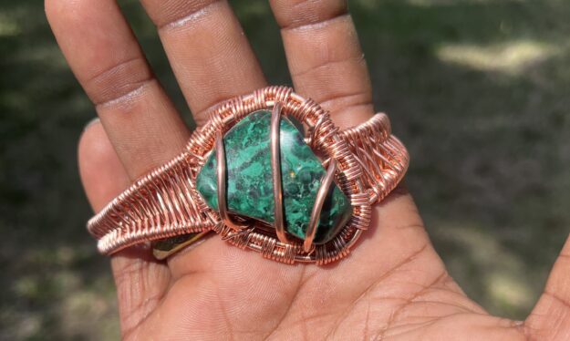 Copper Wrapped Malachite Bracelet/ Adjustable - Spiritual, Spiritual Jewelry - copper, handmade, jewelry