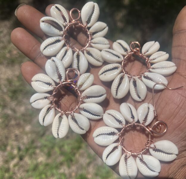 Copper Cowrie Shell Earrings - Spiritual, Spiritual Jewelry - copper, handmade, jewelry