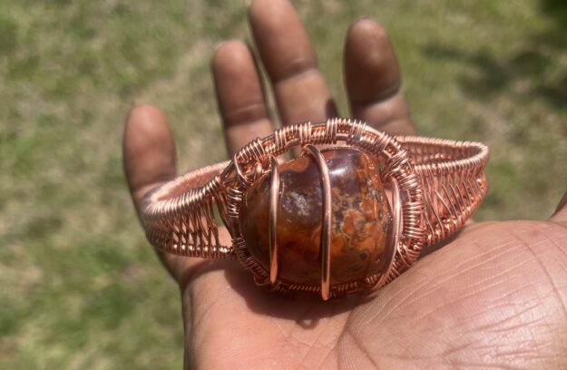 Copper Wrapped Carnelian Bracelet/ Adjustable - Spiritual, Spiritual Jewelry - copper, handmade, jewelry