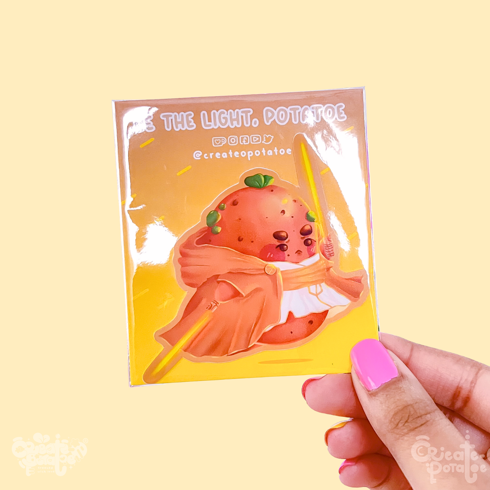 Be The Light, Potatoe Sticker | Kawaii Die-Cut Vinyl Decal - Art, Stickers, (Uncategorized)