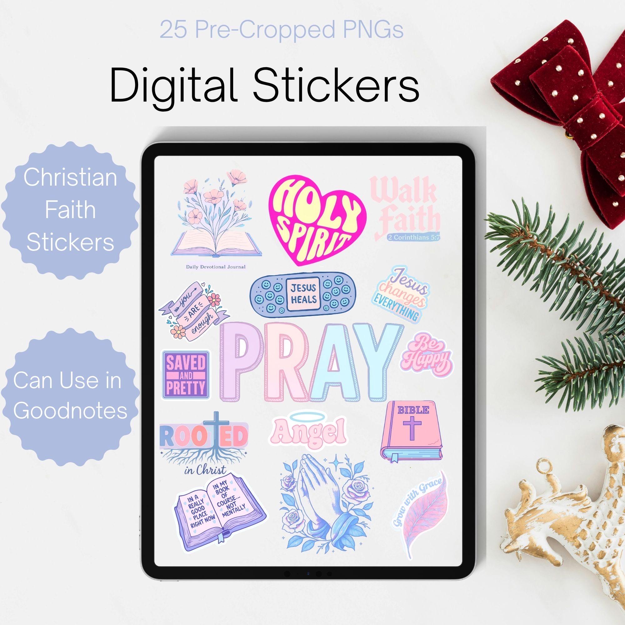Christian Digital Sticker Pack - Stationery, Journaling & Affirmations, Art, Prints (Printable/Downloadable) - **Christian Digital Sticker Pack tags:** Christian Digital Stickers, Bible stickers, Bible study stickers, Christian digital product, Christian planner stickers, digital download, digital planner stickers, digital stickers, Energizing Moments, faith journal stickers, faith stickers, GoodNotes stickers, iPad stickers, planner accessories, planner stickers, prayer journal stickers, printable stickers, scripture stickers