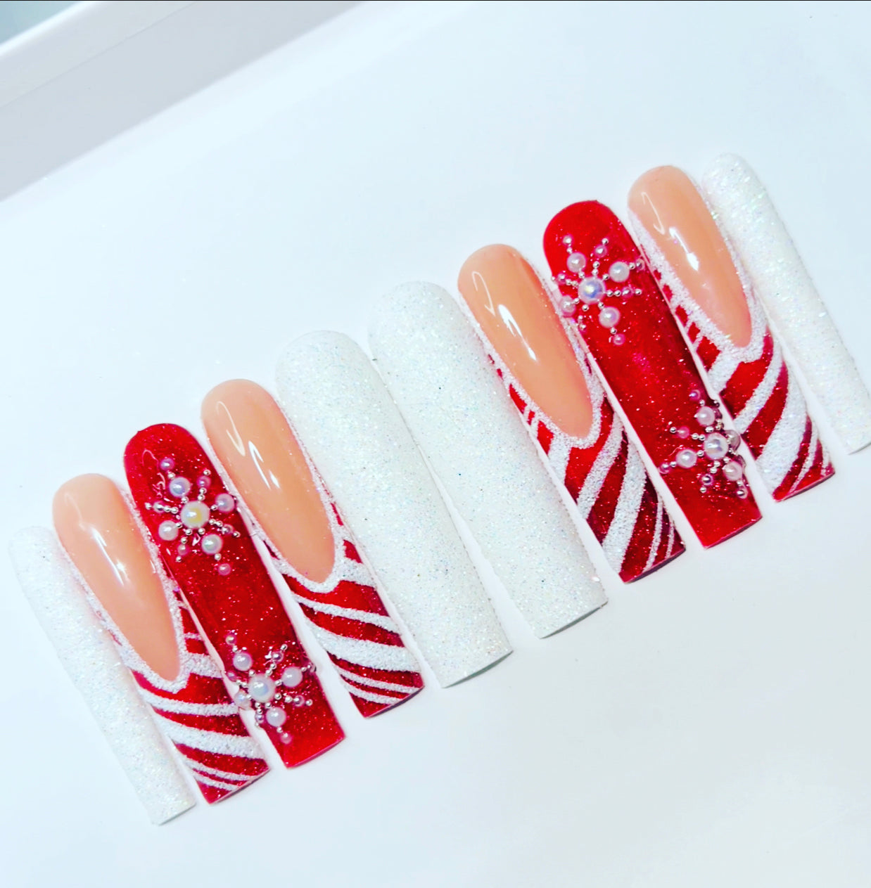 Candy Cane - Nail Press-ons, (Uncategorized) - christmas, winter