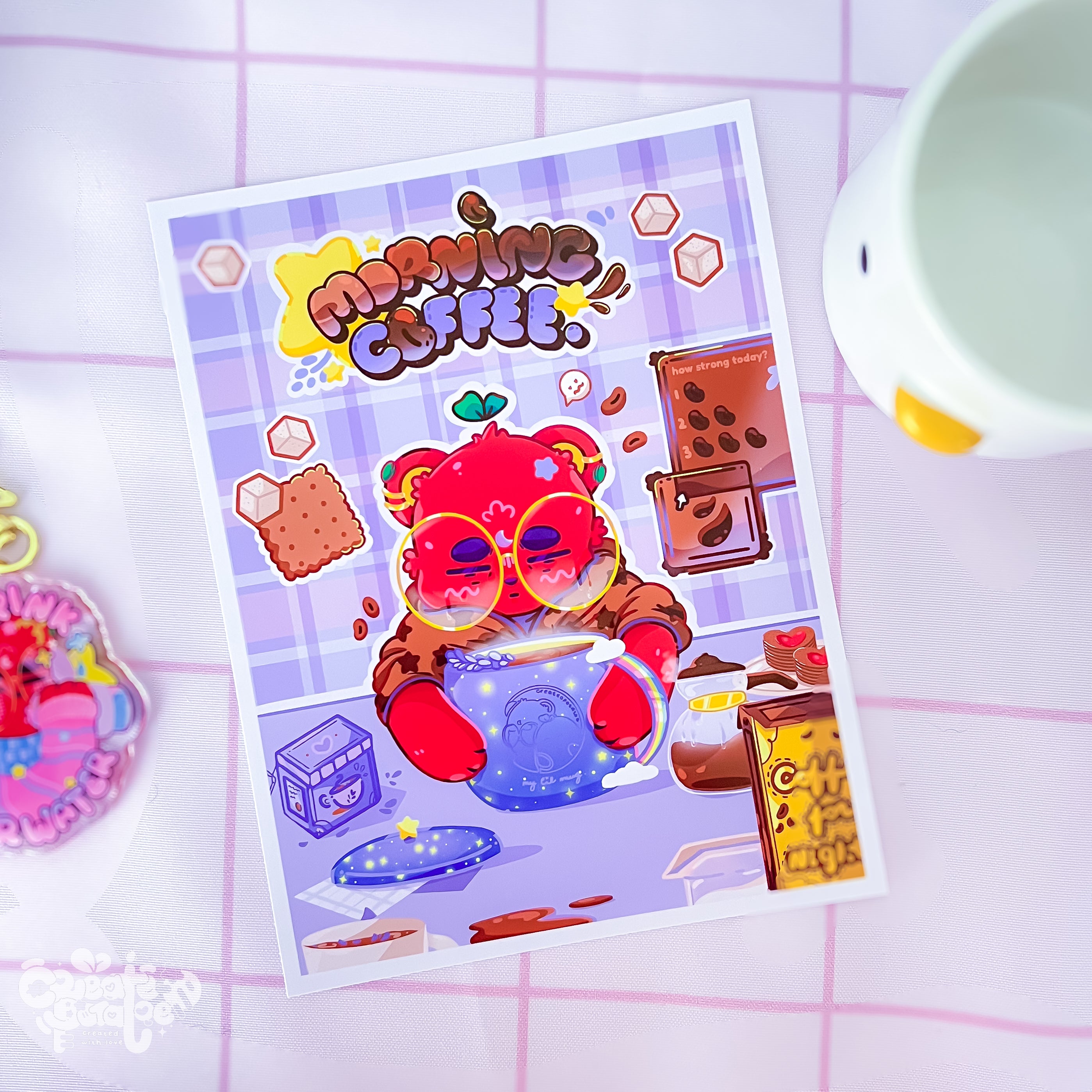 Morning Coffee Satin Art Print | Kawaii Office & Home Decor - Art, Prints / Wall Art, (Uncategorized)