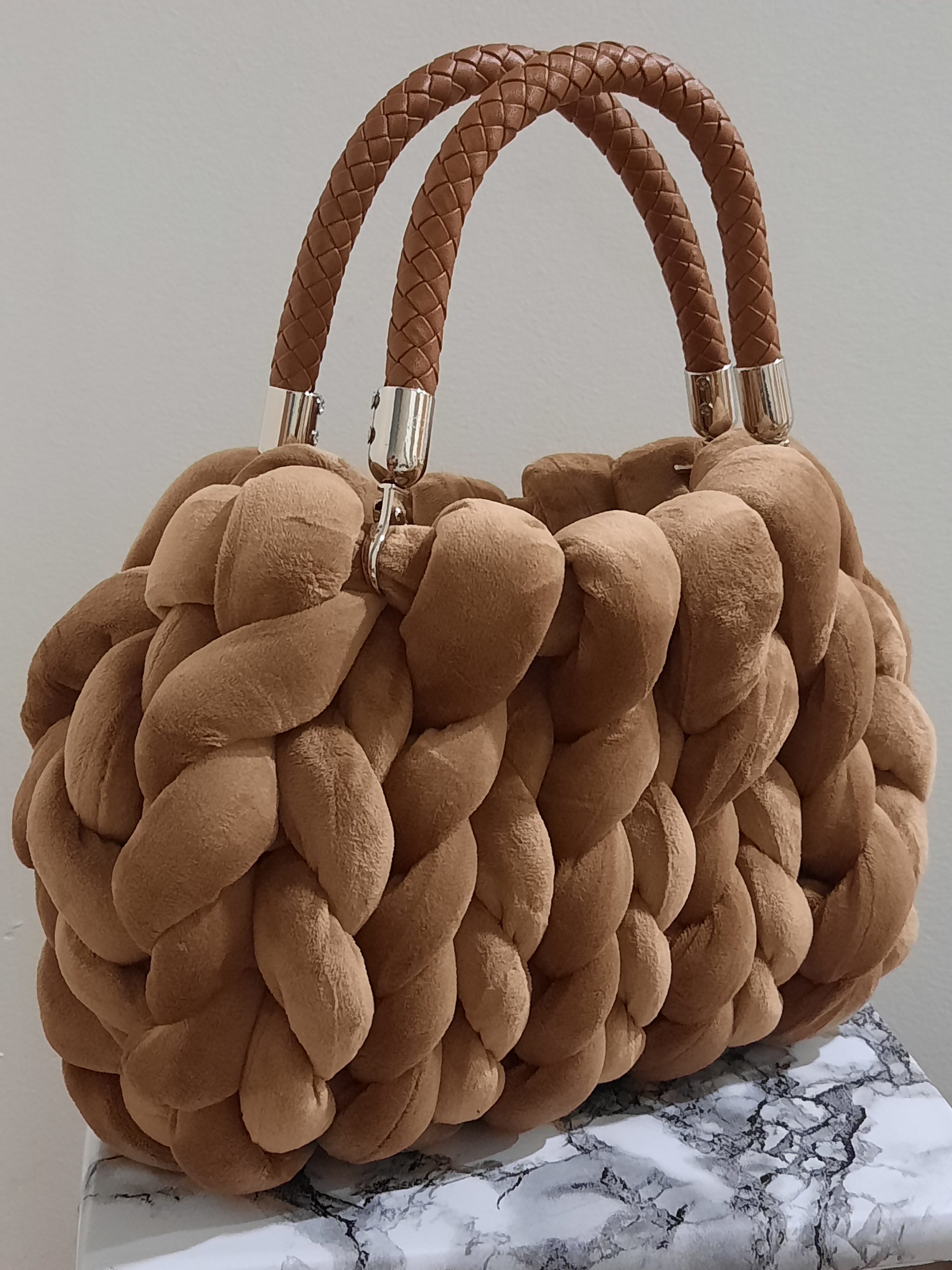 Hand Knit Velvet Handbag - Handbags - hand knit, handbags, handmade, Purses, velvet handbags