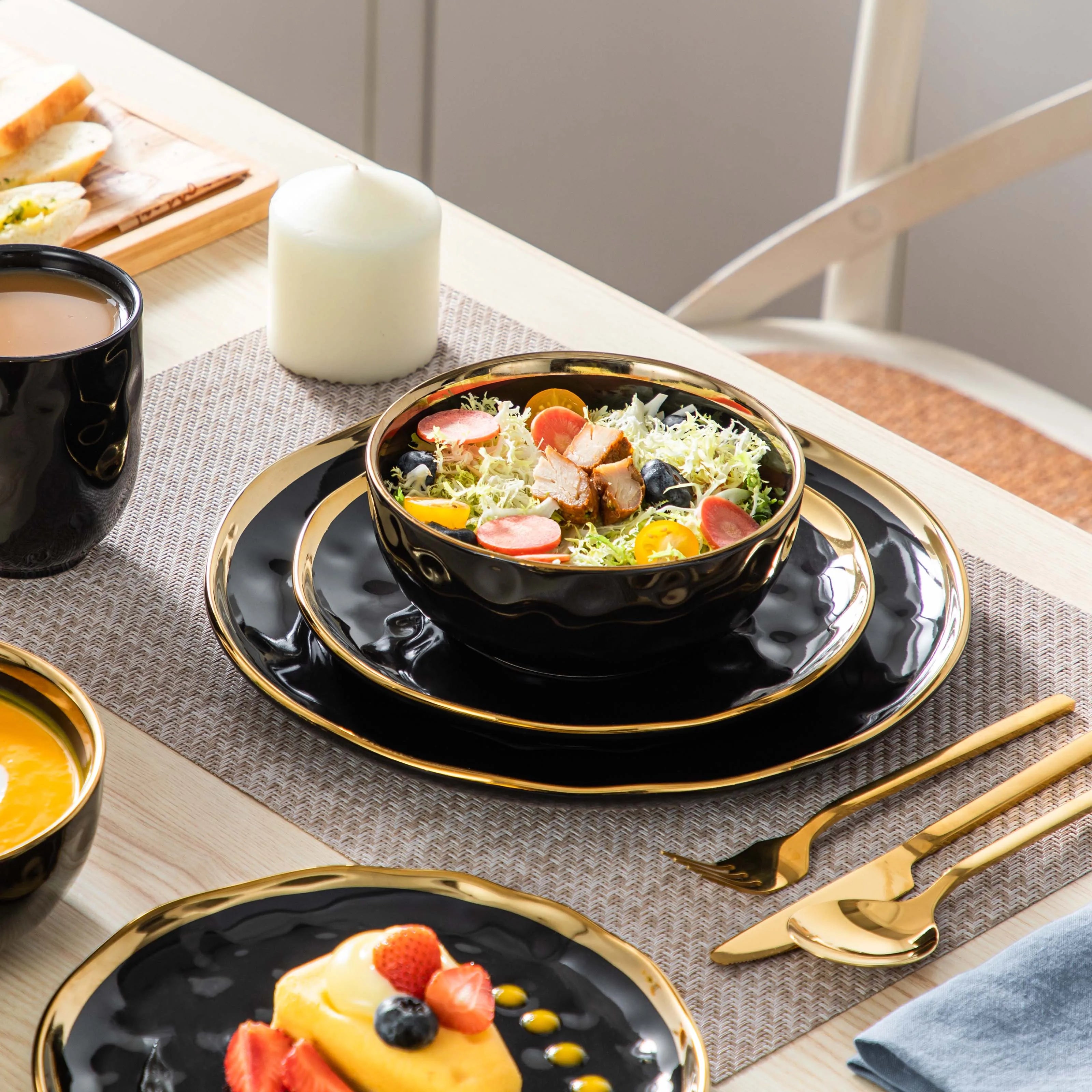 LOVECASA Black Hammered Dinnerware - Dishware, Kitchen, Essentials, Kitchen Utensils - dinnerware, dishes, featured home essentials, home goods, kitchen, plates, tableware