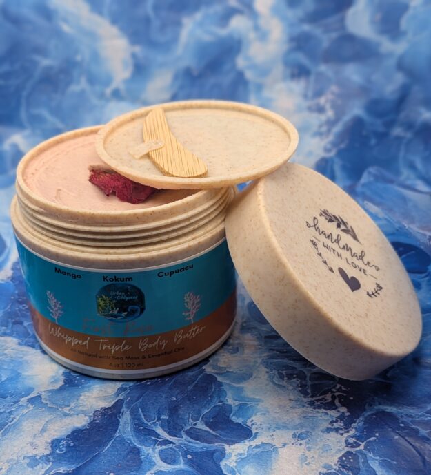 ‘First Rose’ Whipped Triple Body Butter w/Sea Moss - Skincare - body butter, natural products, plant based
