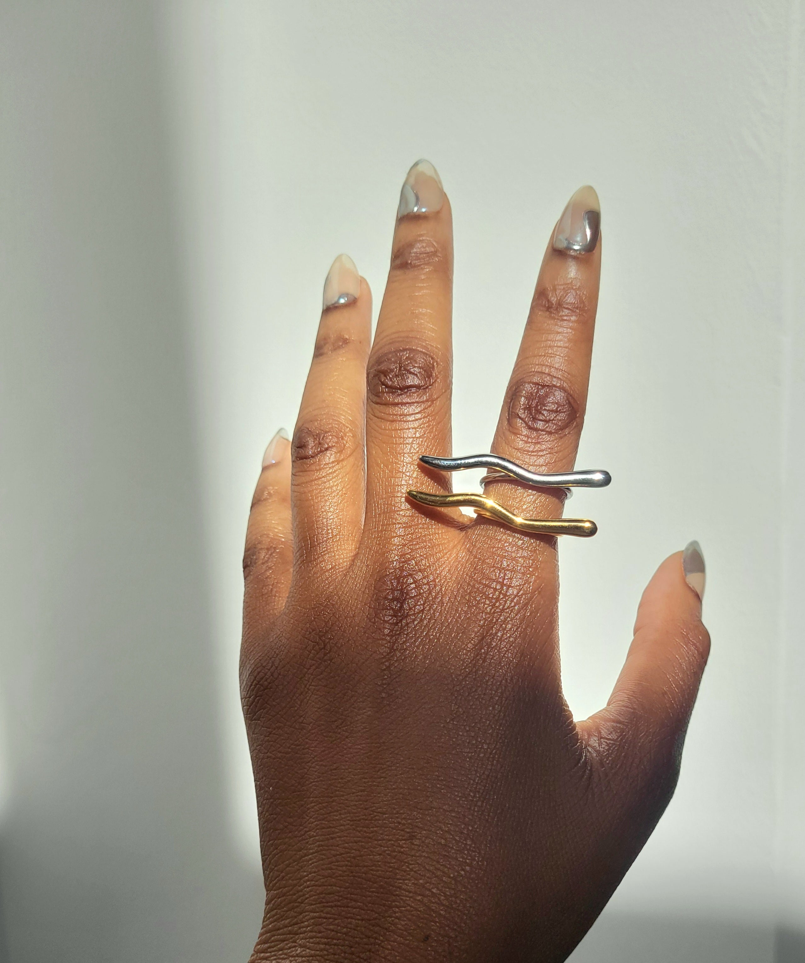 Wavy Baby Geometric Ring Set - (Uncategorized)